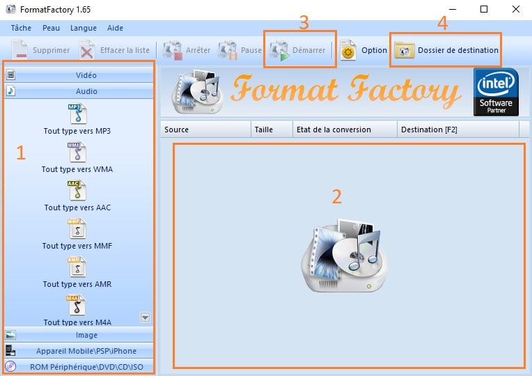 fenêtre générale de format factory