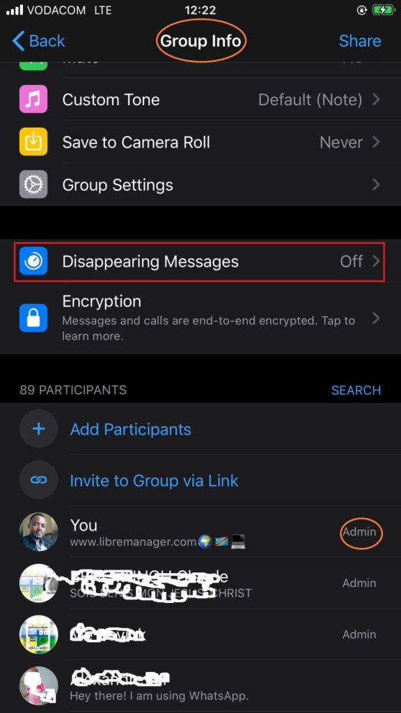 Activation des Messages Temporaires WhatsApp dans un groupe