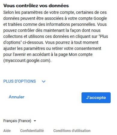 Accepter les règles de confidentialités et les conditions d'utilisations