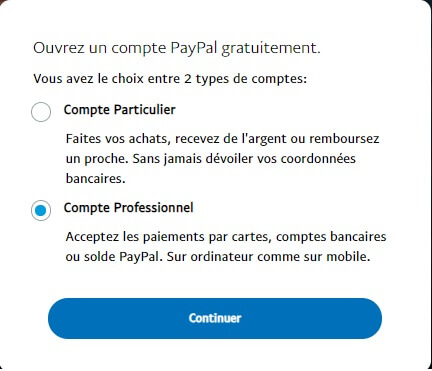 Créer un compte PayPal
