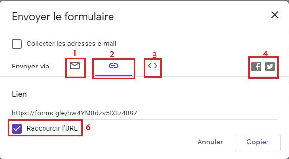 Envoyer un formulaire Google Forms